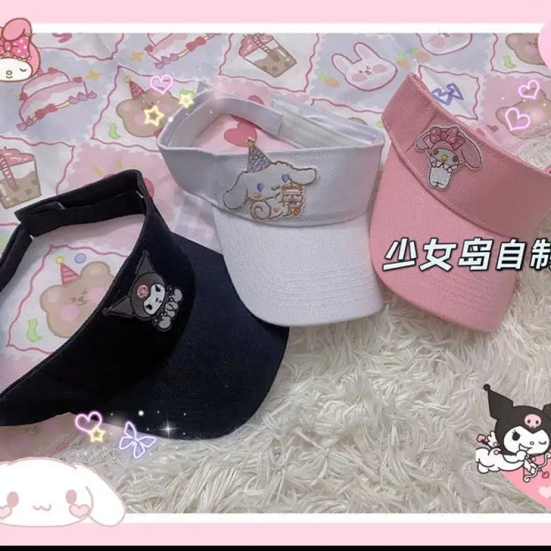 Kawaii Sanrio Accessories Cinnamoroll Mymelody Kuromi Cartoon Cute Outdoor Uv Protection Empty Top Peaked Cap Anime Girl Gift