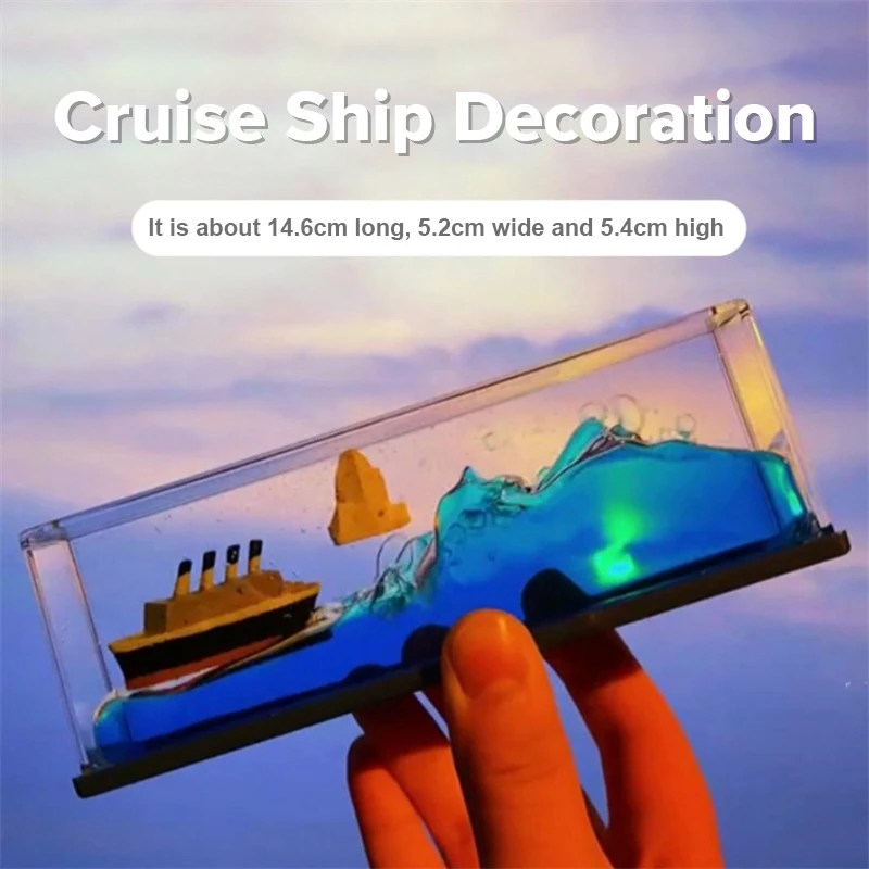 

Cruise Ship Fluid Drift Bottle Desktop Decor Birthday Gifts Decompression Toy Home Decoration Office Ornament Gift For Couple