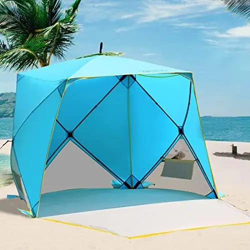 

Up Beach Tent, Portable Shade Sun Shelter UPF50+ UV Protection for 4 Person Extendable Floor for Fishing Hiking Camping, Waterpr