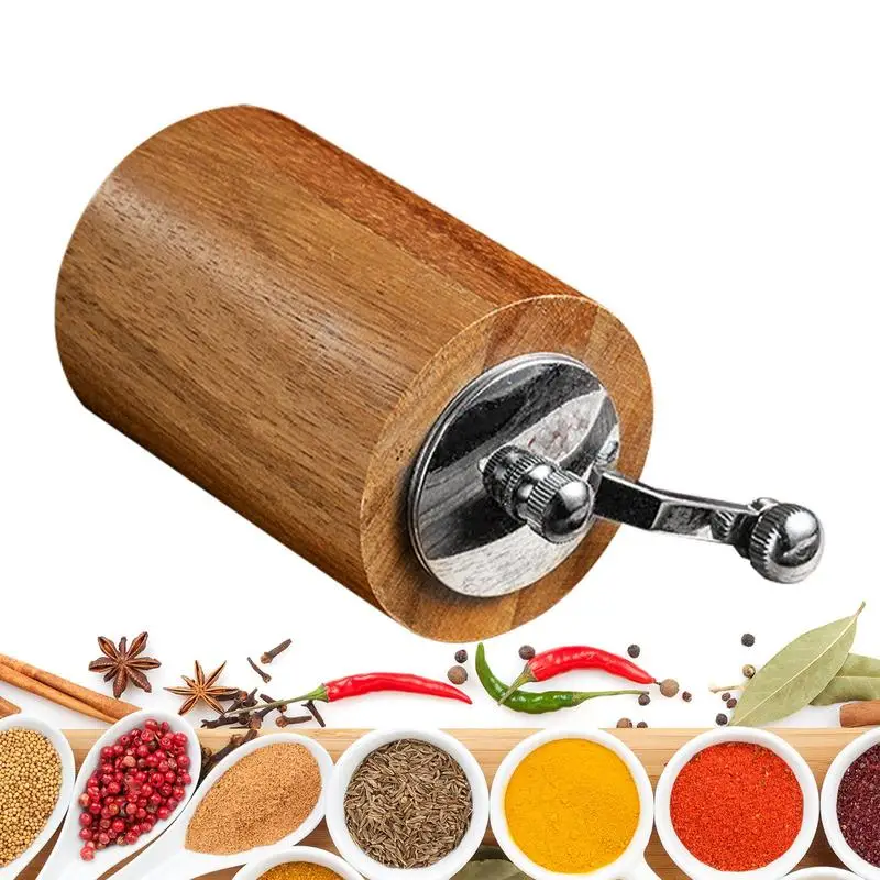 

Wooden Salt Pepper Grinder Manual Household Flax Seed Grinder Mills Adjustable Coarseness Grinding Bottle Hand Crank Spice Mill