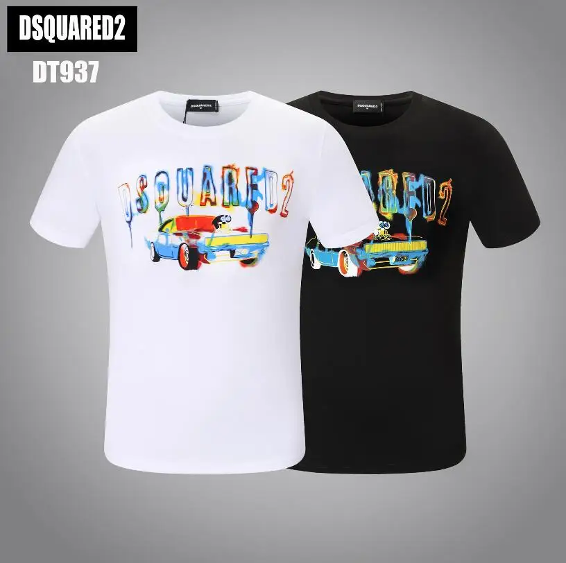 

2022 New Dsquared2 Women/Men's Letter Print Car Graffiti Painted Stylish Cotton Summer Top T Shirts Couple Outfit DT937#