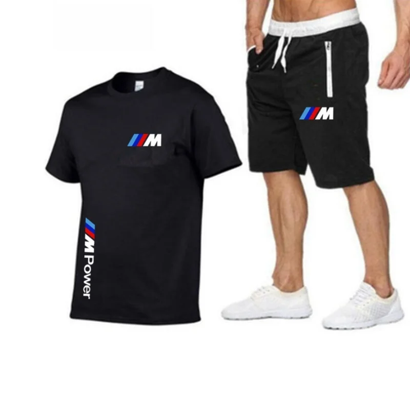 

Мужская футболка и пляжные шорты с принтом BMW, летняя спортивная одежда, штаны для бега, коллекция 2022
