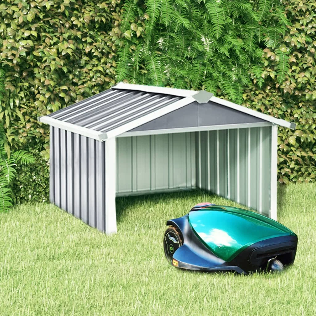 

Garden Storage Sheds, Galvanised Steel Outdoor Robot Lawnmower Shed, Patio Decoration, Grey 92x97x63 cm
