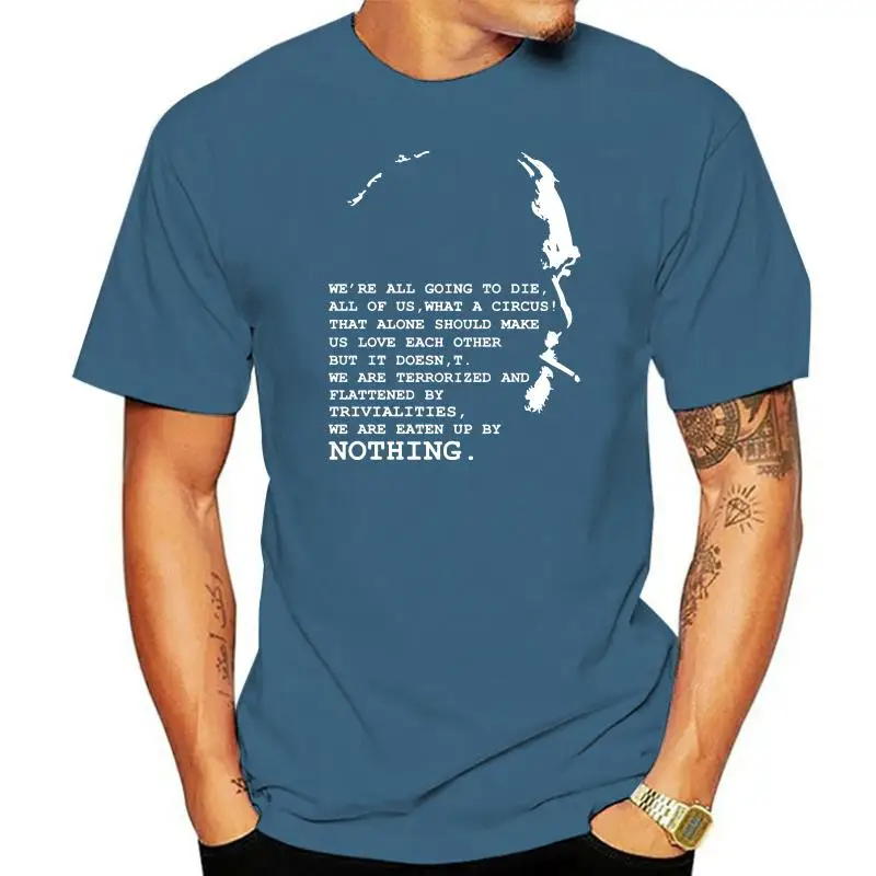 Летние мужские футболки Charles Bukowski с коротким рукавом из хлопка круглым вырезом