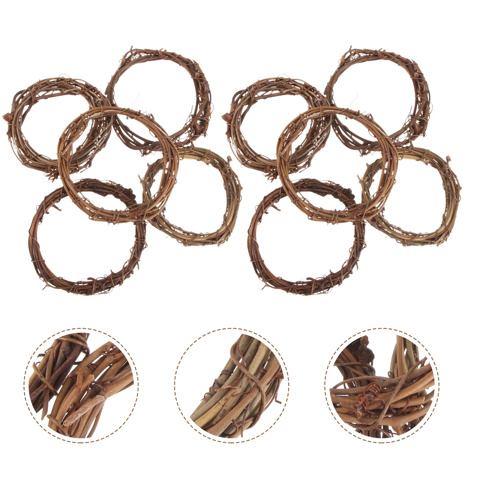 

10 Pcs Natural Wood Frame Easter Front Door Wreath Rattan Vine Garland Twig Wreath Frame Macrame Making Wreath Wicker Wreath