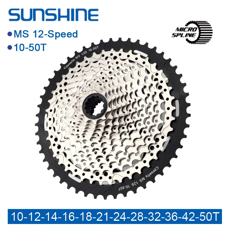 

SUNSHINE 12 Speed MS Cassette 10-50T/52T MTB Micro Spline K7 12V S12S 126 Link Chain for M8100 M9000 M9100 Sprockets bike parts