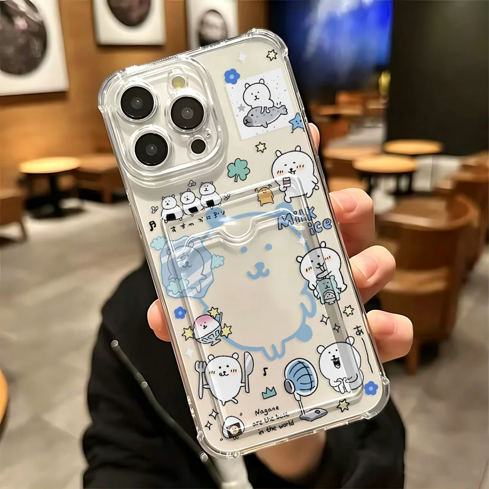 Фото Чехол-держатель для карт Joke Bear Qoos для Xiaomi Redmi 13C 12C 10C 9A 9C Note 14 13 12 12s 11 10 9 Pro Plus 4G 5G, противоударный прозрачный чехол. №5