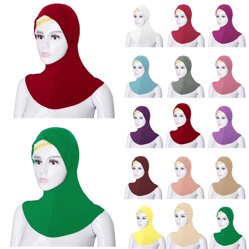 

Underscarf Muslim Women Inner Hijab One Piece Amira Head Neck Cover Bonnet Hat Ninja Cap Head Scarf Wrap Islamic Hijabs Scarves