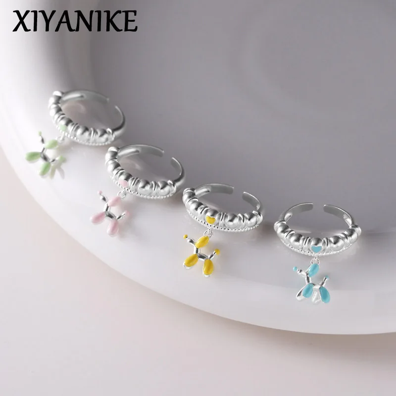 

XIYANIKE Lovely Heart Balloon Dog Cuff Finger Rings For Women Girl Fashion New Jewelry Friend Gift Party Birthday anillos mujer