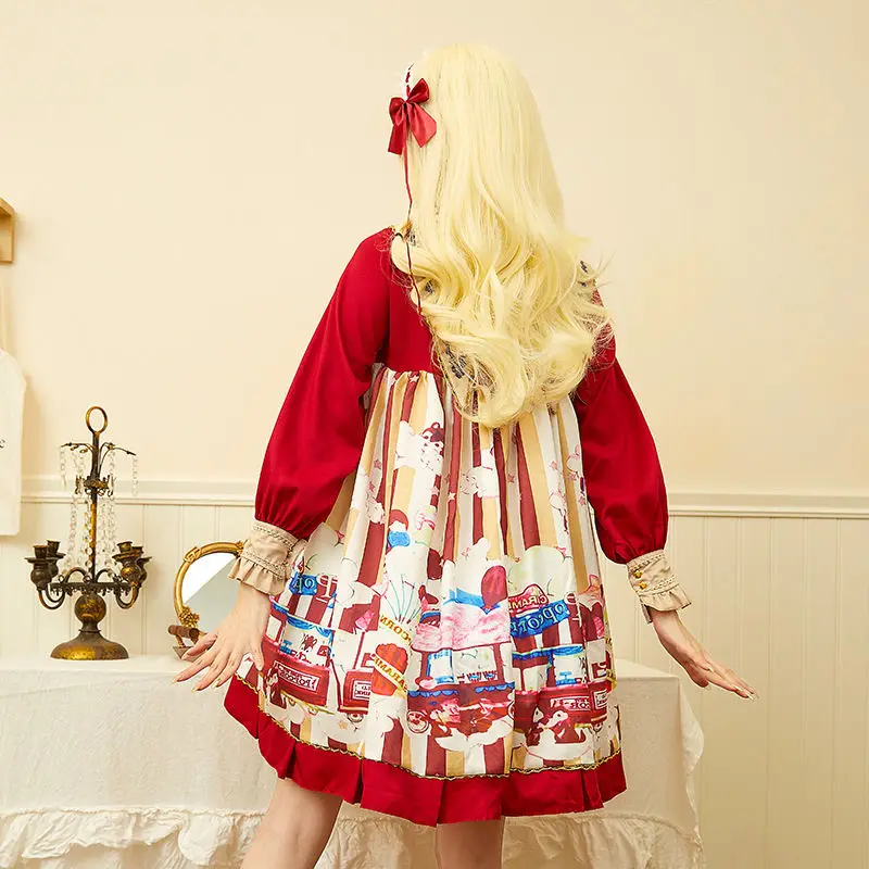 

New Year Lolita Dress Popcorn Cute Lolita Cut Long Sleeve 2Christmas New Year Four Seasons