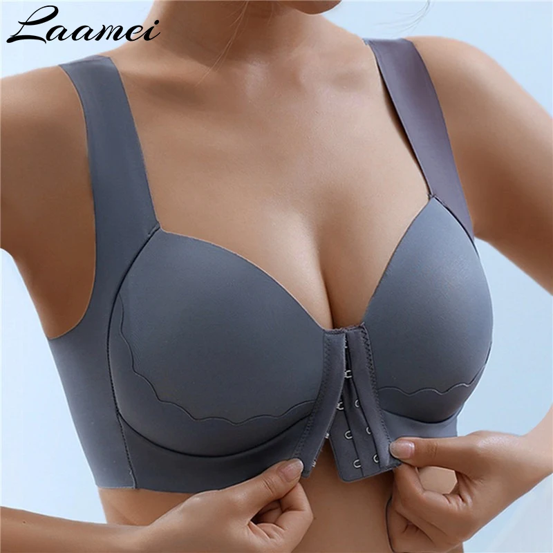 

Women Front Closure Bra Front Buckle Traceless Seamless Bra Top Invisible Push Up Bra Female Wireless Beauty Back Underwear