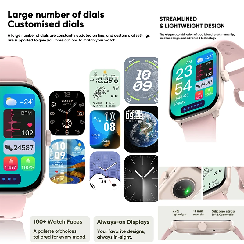 Новые умные часы 2025 года 2 01 Zoll Bluetooth Anruf Herzfrequenz Blutdruck überwachung Фитнес Спортивный