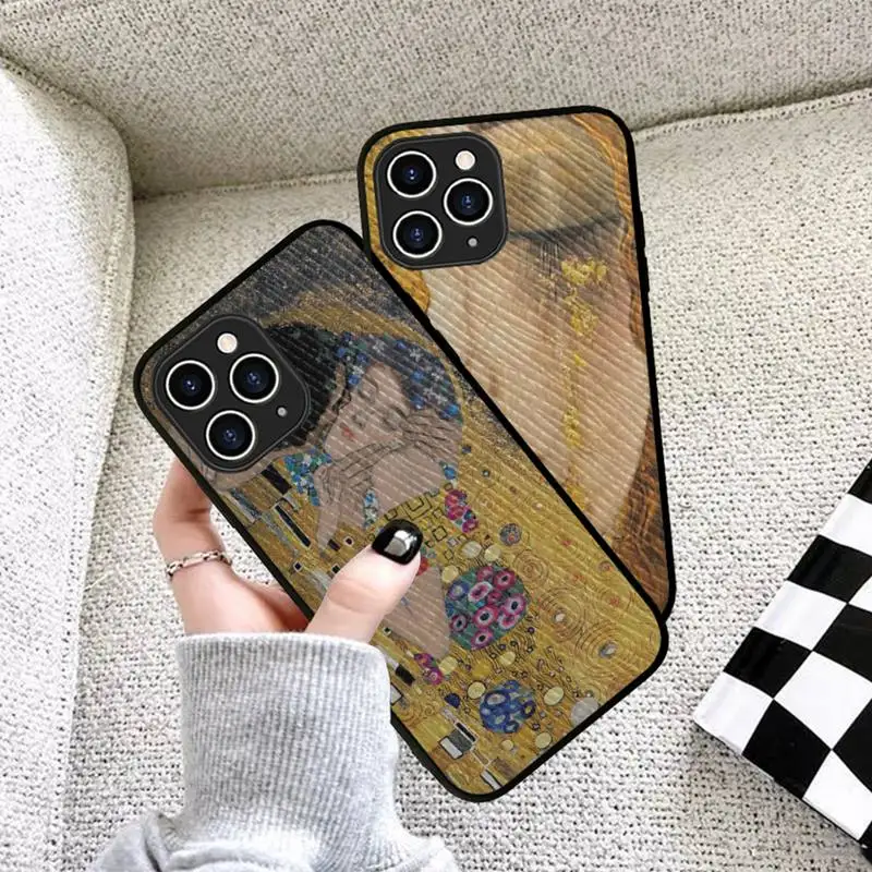 

Kiss by Gustav Klimt Phone Case Hard Leather Case for iPhone 11 12 13 Mini Pro Max 8 7 Plus SE 2020 X XR XS Coque