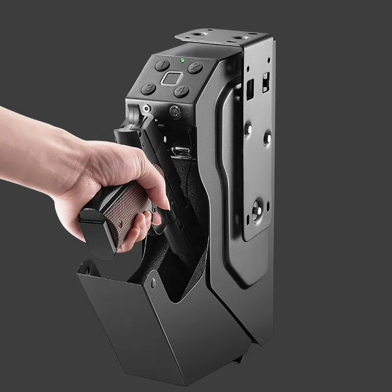 

Gun Safe Fingerprint Biometric and Spare Key Lock Pistol Safe High Quality Steel Security Gun Fingerprint Safe