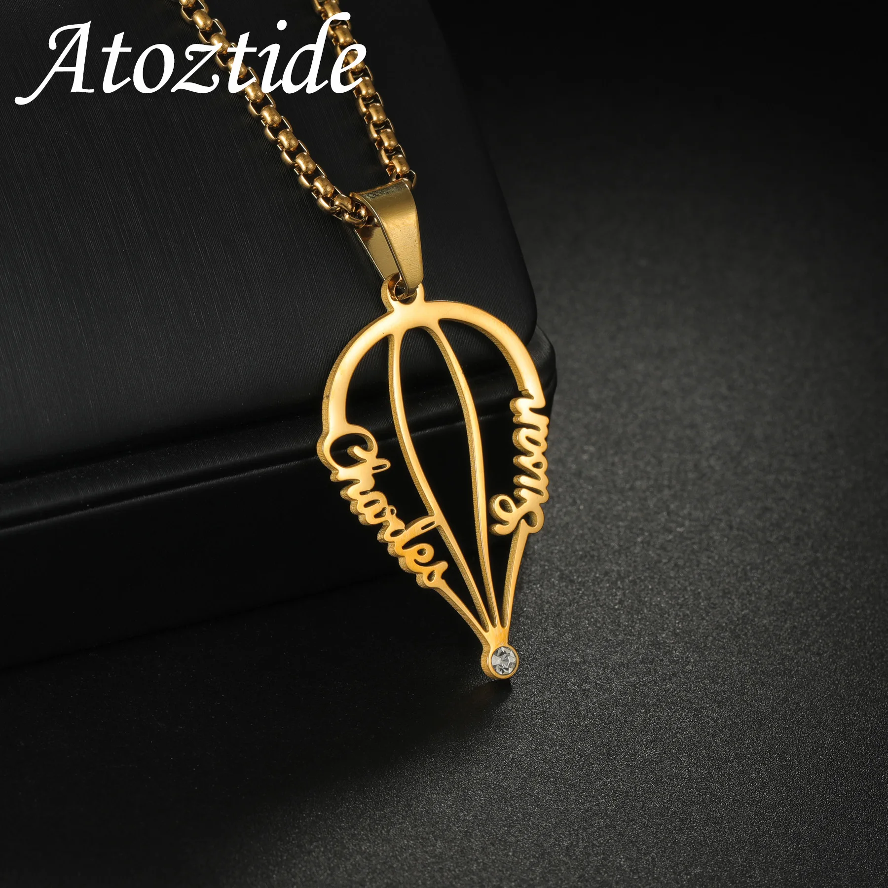 Atoztide ожерелье на заказ с двумя именами женское ювелирное изделие из нержавеющей