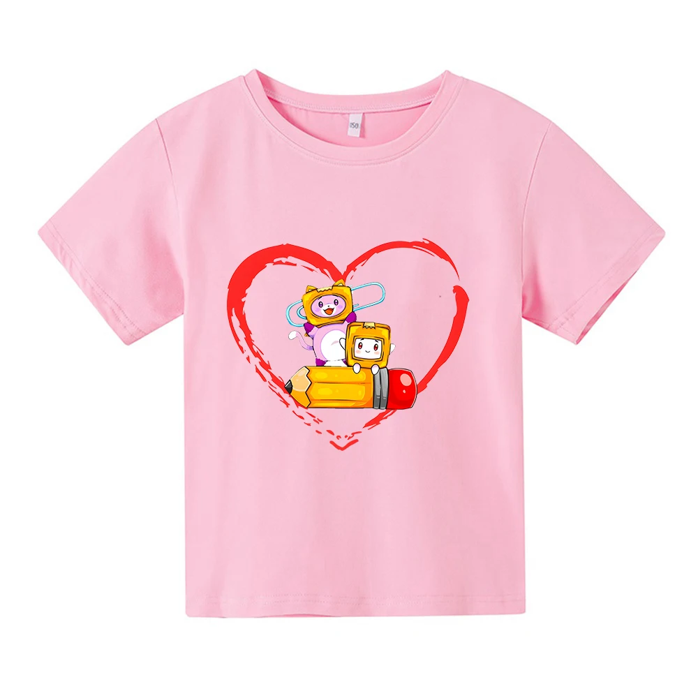

Lankybox T-shirts Cartoon Kids Tshirt for Girls Clothes Unisex Short Sleeve Boys Graphic Tee 100% Cotton Children‘s Fashion Tops
