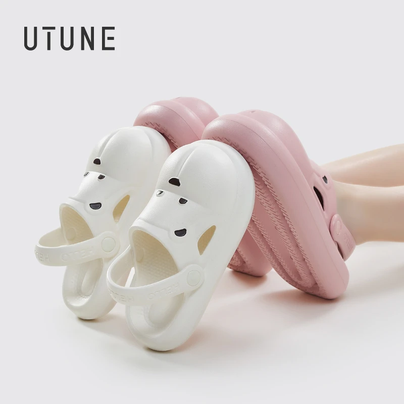 UTUNE EVA Bear Women's Sandals Home Beach Women's Spring Summer Slip-ons Shoes Soft Thick Bottom Cute Comfortable Men's Slippers