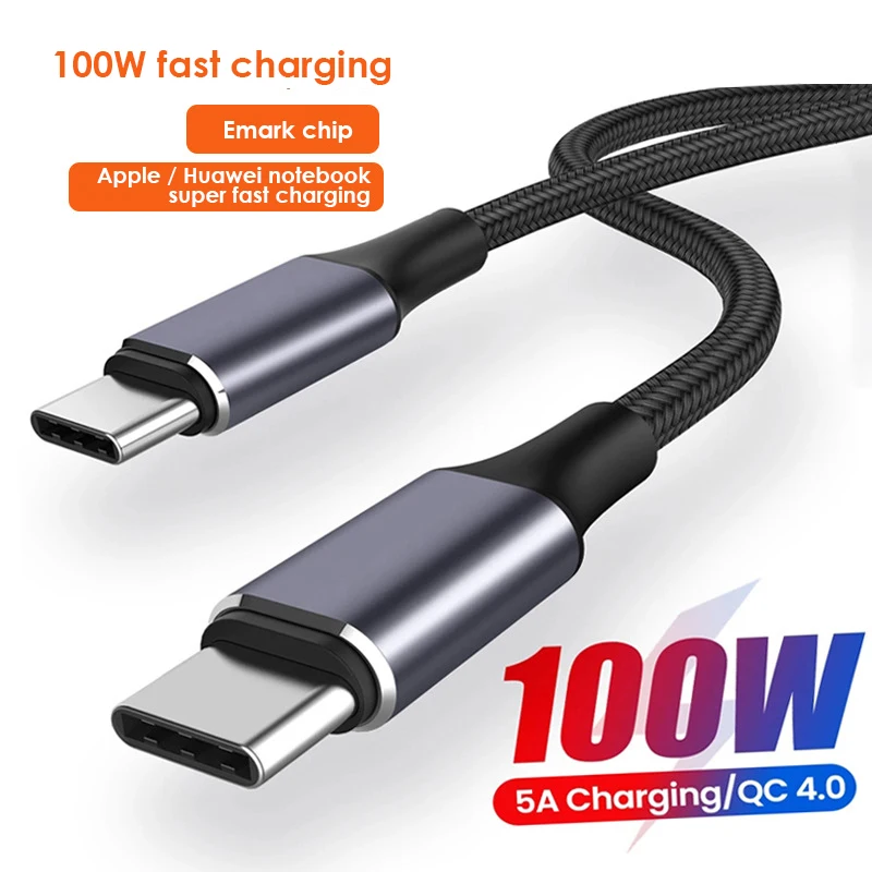 

100W USB C To USB Type C Cable USBC PD Fast Charging Charger Cord USB-C 5A TypeC Cable 2M For Macbook Samsung Xiaomi POCO