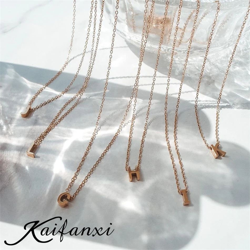 

Kaifanxi Initial Pendant Stainless Steel Gold Necklace 26 English Initials Name Pendant Initial Chain