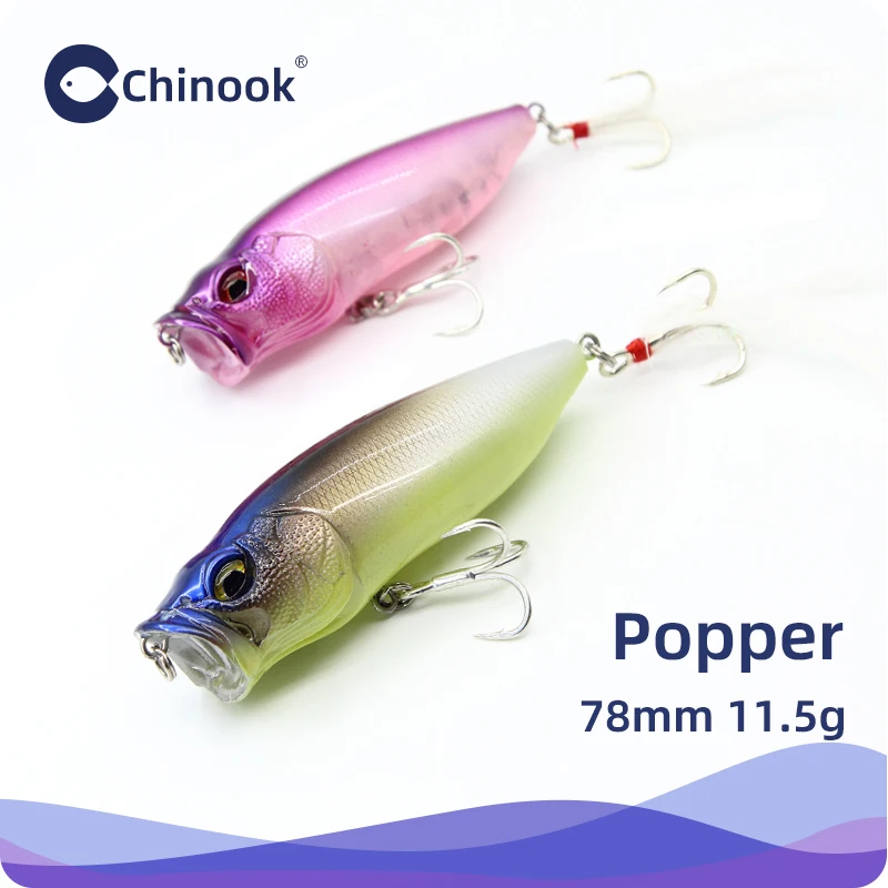 Фото Приманка для рыбалки Chinook Popper 78мм 14.8г, поверхностная приманка, искусственная жесткая приманка для ловли баса, окуня, щуки, buzzbait pop max. №1