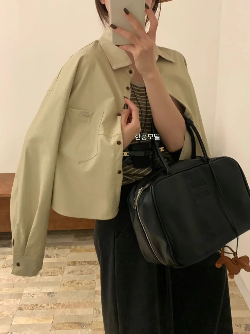 Корейская серия простая верхняя одежда из искусственной кожи женская