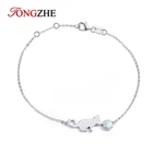 Женский браслет TONGZHE с Киской кошкой и опалом, милый ручной рисунок, из стерлингового серебра 925 пробы, Изящные Ювелирные изделия, подарки для женщин