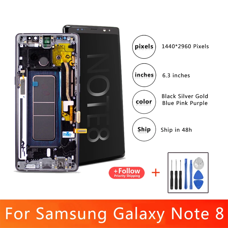 

6.3" Original Lcd Display With Touch Screen Digitizer With Frame For Samsung Galaxy Note 8 N9500 N950F N950FD N950U N950W N950N
