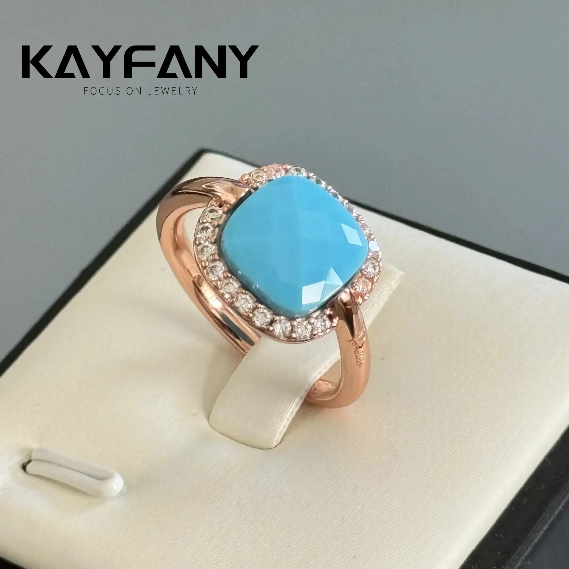 Kayfany RemovableReplacementStone Nudo кольцо для женщин инкрустация цирконом с синим топазом форма флакона духов элегантные модные украшения (art.: 3920cecd70437) - 3920cecd70437
