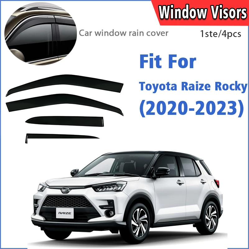 FOR Toyota RAIZE ROCKY Rain Shield Window Visors Guard Vent Cover Trim Awnings Shelters Protection Car Accessories 2020-2023