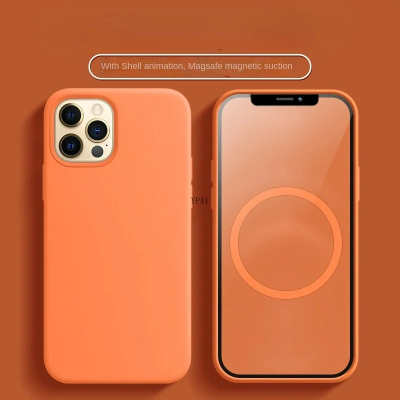 

Applicable To Apple 13 Liquid Silicone Phone Case 13mini Magnetic Suction with Animation Magafe All-Inclusive Protective Case