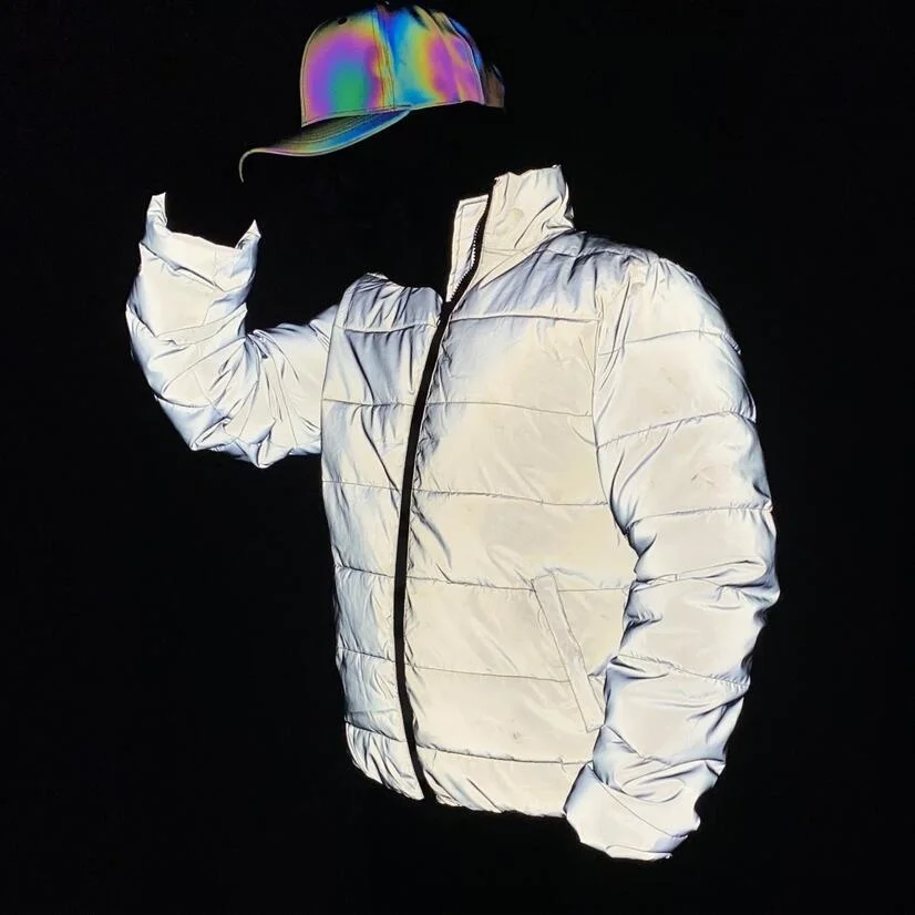 

New 2020 Reflective Winter Jacket Men Warm Cotton-padded Coat Women Harajuku Street Hip Hop Jackets Night Reflect Light Parka