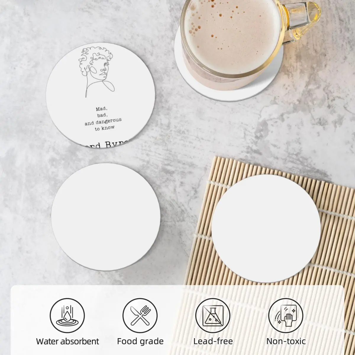 Сумасшедшая плохая и опасная-лорд Байрон керамические подставки (набор из 4) для