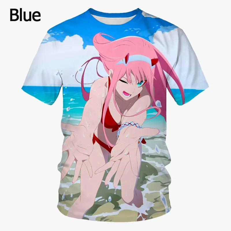 Новинка футболка с 3d принтом аниме DARLING in the FRANXX Zero Two забавная Повседневная