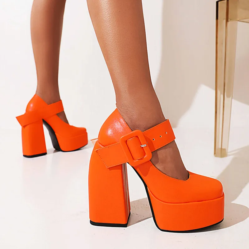 

Туфли-лодочки Ochanmeb женские на платформе и высоком массивном каблуке, модельные праздничные туфли в стиле Звезд, оранжевого, белого, черного ...