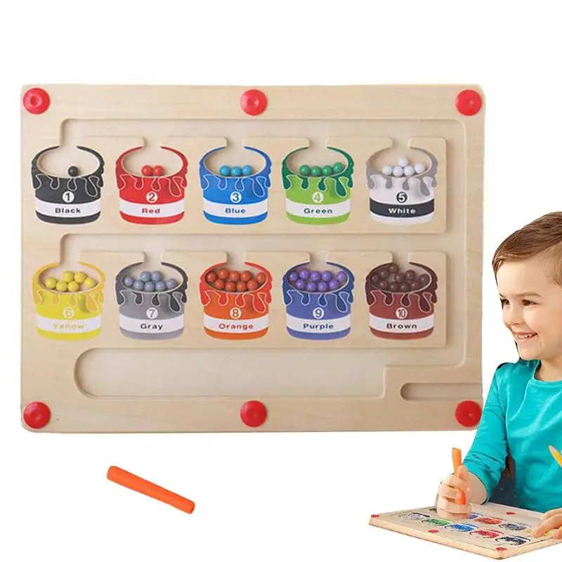 

Магнитная головоломка для малышей, магнитный лабиринт с цветными цифрами, игрушки Монтессори для дошкольного обучения, подсчет, Обучающие игрушки, деревянные