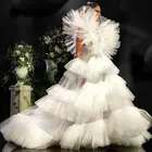 Элегантное белое платье с оборками, Многоярусное платье для выпускного вечера, прозрачное Плиссированное Тюлевое платье до пола, роскошное Сетчатое платье, 2022
