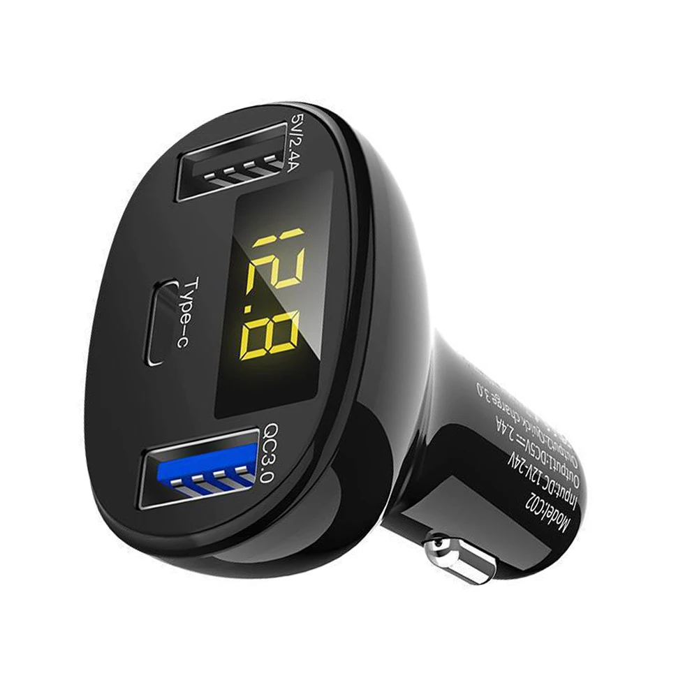 

Car Charger For Cigarette Lighter Smart Phone USB Adapter Three Ports USB Charging Digital LED Voltmeter Usb Socket In The Car