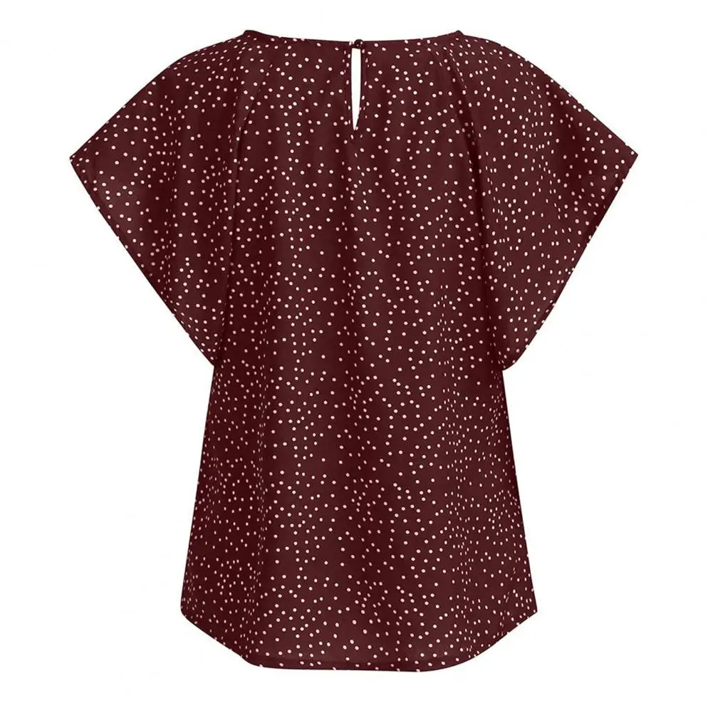 

Chic Lady T-shirt Ruffle Casual Lady Blouse Color Matching Women Summer Shirt