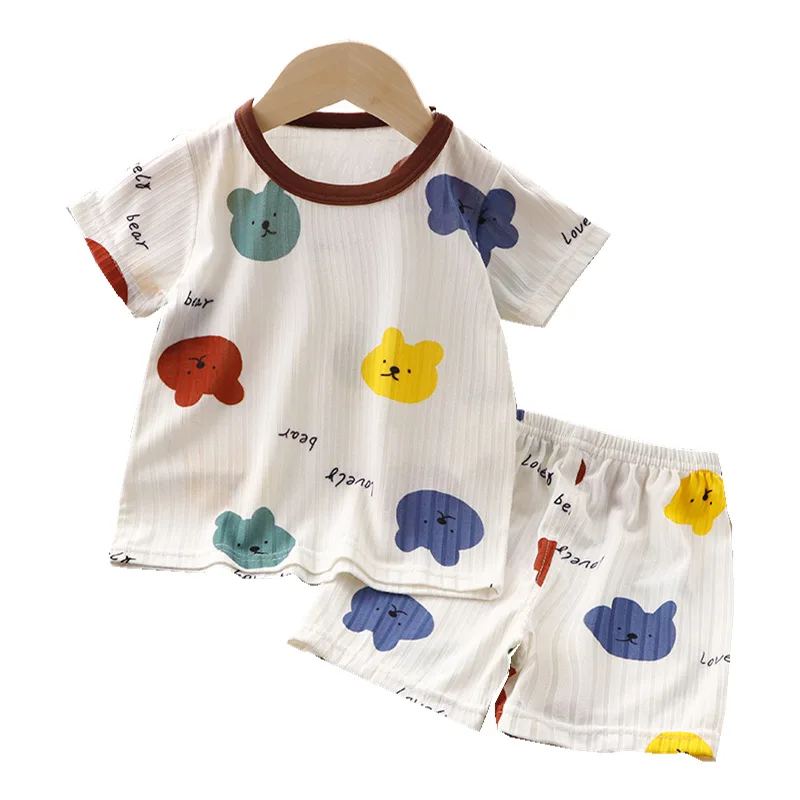 

Baby Girls Clothes Summer Short Sleeve T-Shirts Top and Pants Set Soft Cotton Heart Print Loungewear Korean 2023 Casual Pajamas