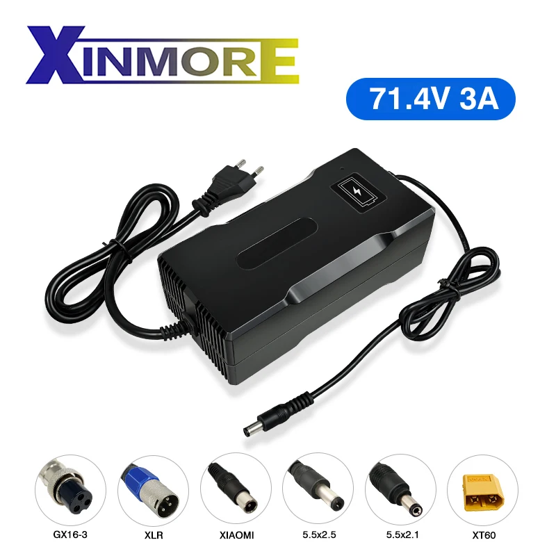 

XINMORE 71.4V 3A lithium Battery Charger 17 Series For Electric bicycle Power Electric Tool for Refrigerators & Speaker