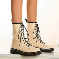 women boots lace up round toe punk fashion 2022 new shoes spring autumn daily pu leisure womens ankle boots