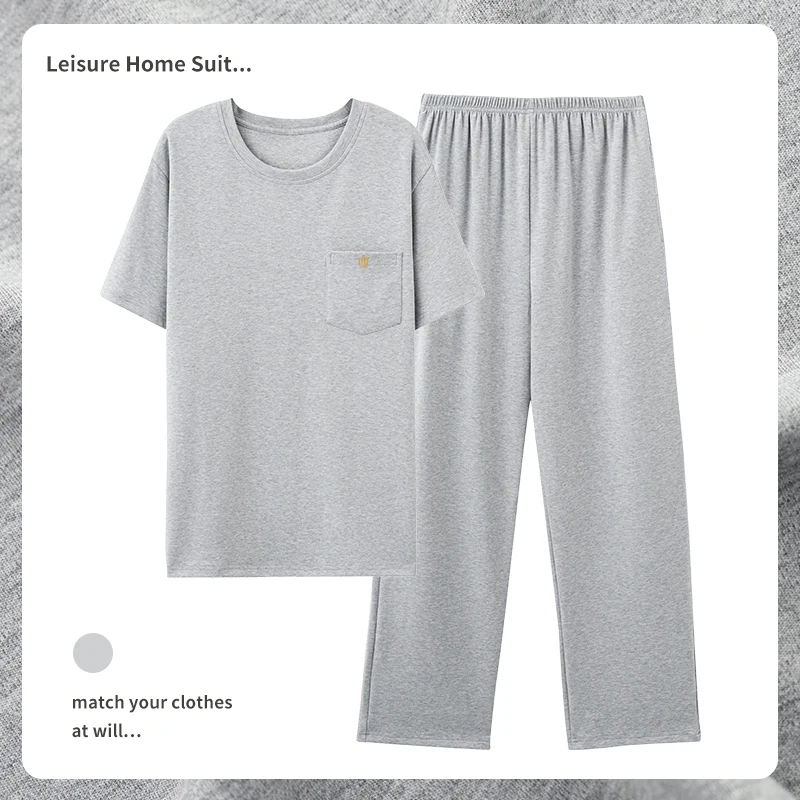 

plus size 4XL-7XL modal pajama sets for men summer short sleeve pajamas cotton pyjama male long pants homewear pijamas hombre