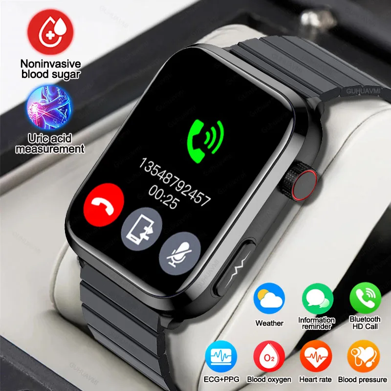

ECG Smartwatch Men Women Bluetooth Call Blood Sugar Uric Acid Sport Clock Heart Rate Blood Oxygen Health Smartwatch For Android