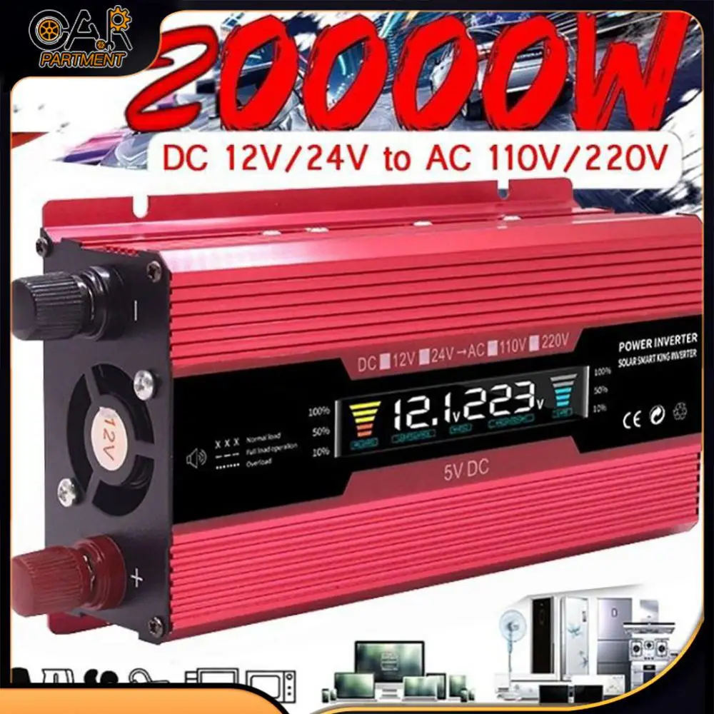 

20000w Universal Power Inverter Multifunctional Car Inverter Solar Inverter For Phone Tablet Sine Wave Voltage Converter Adapter