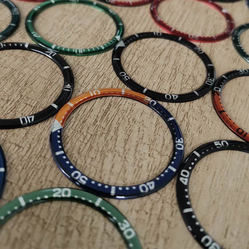 38MM Watch Bezel Insert Rounded Edge Curved Rubber Aluminum Bezel Mouth Outer Diameter 38MM Inner Diameter 31.3MM