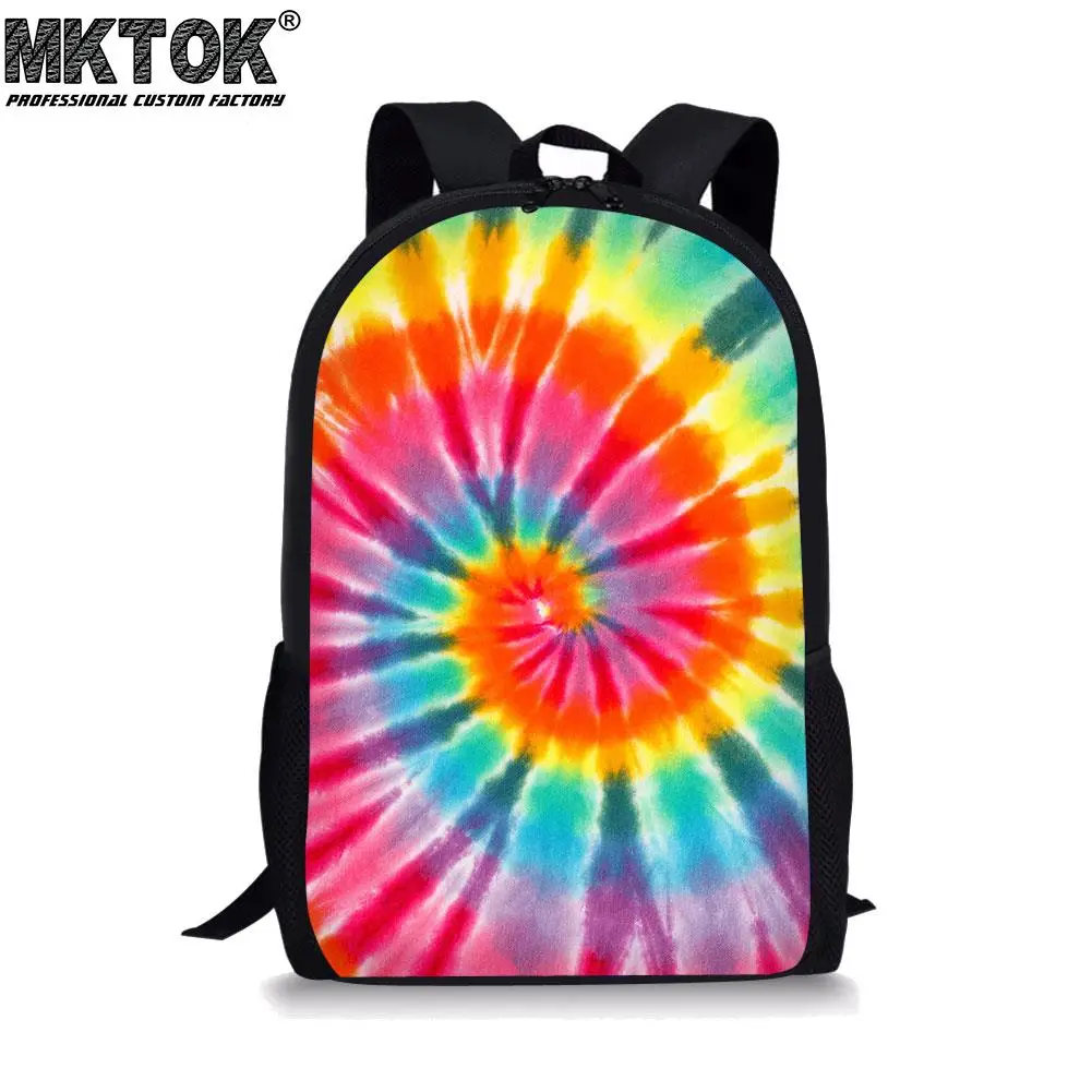 Multicolored Tie-dye Print Girls School Bags Large Capacity Book Backpack Multifunctional Swanky Teenagers Satchel Free Shipping