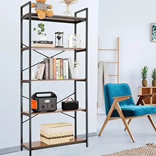 

Bookshelf, Industrial Book Shelf Large Storage Shelves, Display Shelf Tall Bookcase Metal Bookshelves, 6 Tier Bookcases Wood Hea