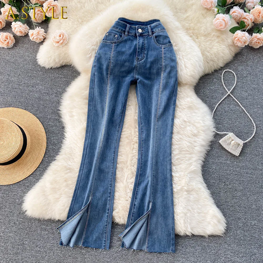 

A GIRLS 2022 Flare Jeans Women Wide Leg Spring Casual Elegant Long Washed Pants Denim Streetwear Loose Trousers Summer