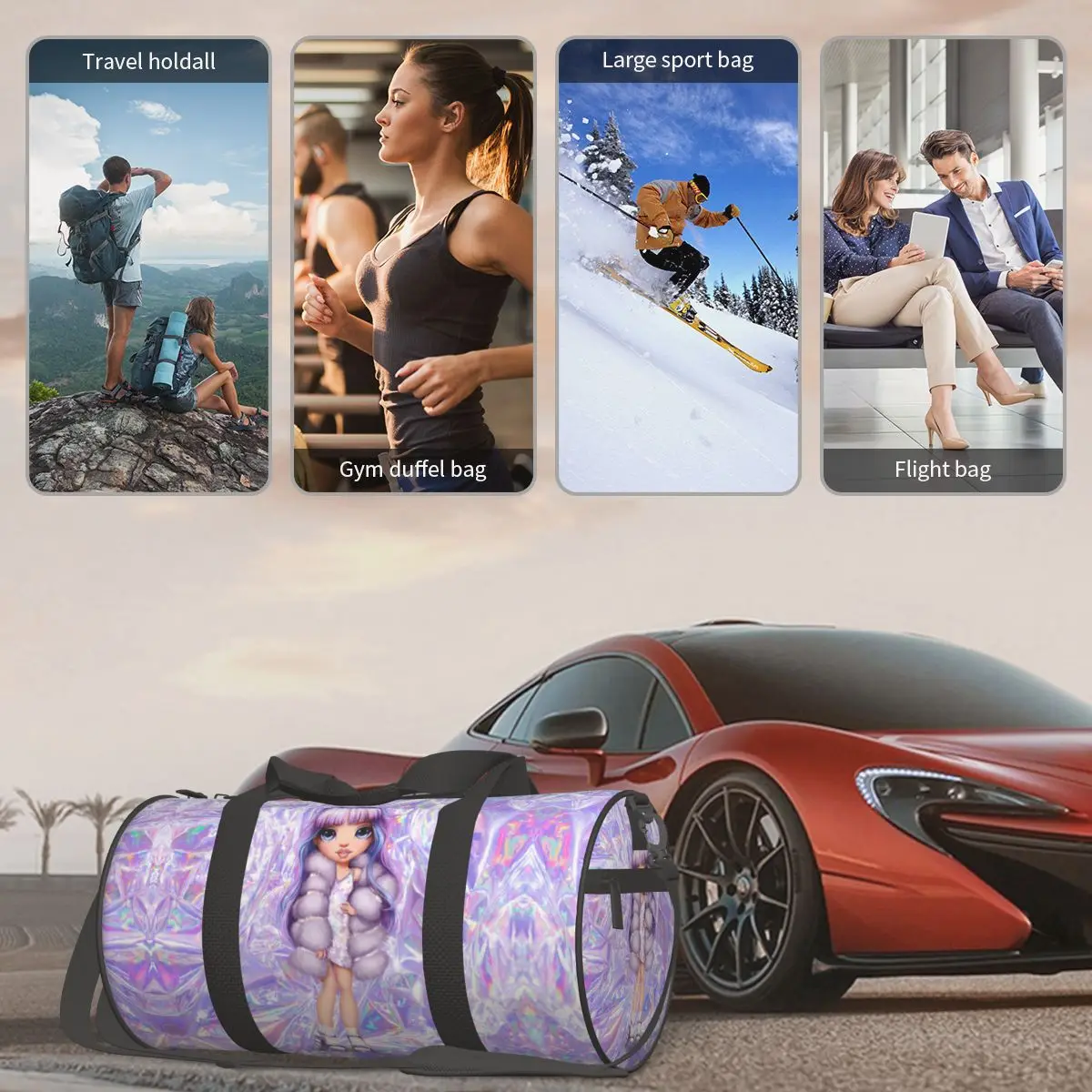 Спортивная сумка Радужная высокая спортивная большой емкости фиолетовая ива