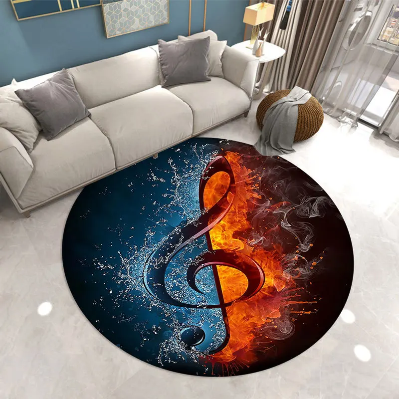 

Круглые 3D коврики Music Note для гостиной, коврики для спальни, над диваном, украшение для дома, Нескользящие Детские игровые коврики для подростков
